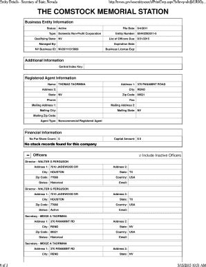 Fillable Online Entity Details Secretary of State, Nevada 1 of 3 http ...