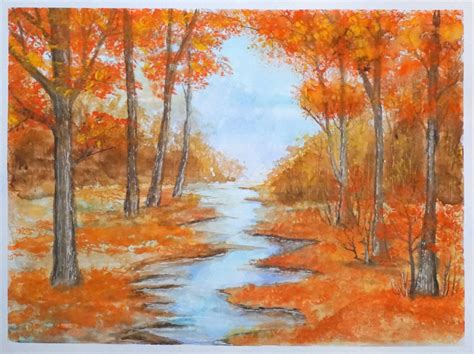 Aquarell Landschaft Herbst Original Aquarell Gem Lde Etsy Herbst