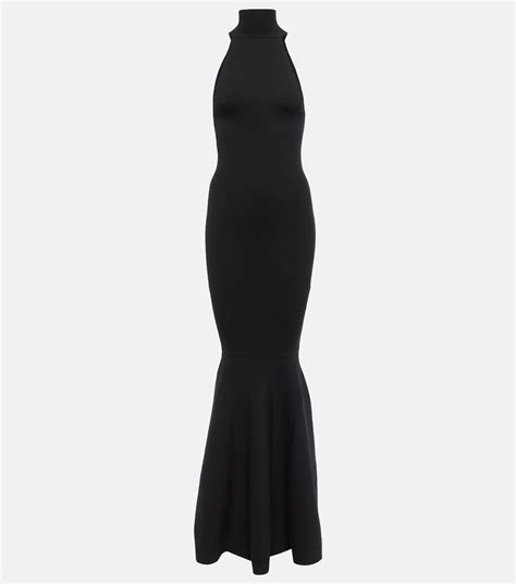 High Neck Wool Blend Maxi Gown In Black Nina Ricci Mytheresa