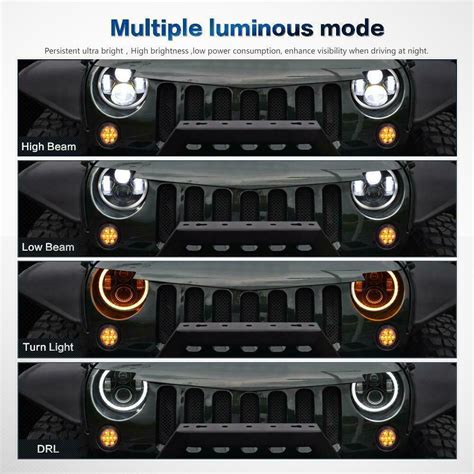 For Jeep Wrangler Jk Halo Led Headlights Halo Led Fog Lights