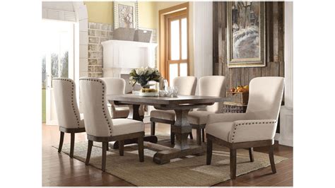 White Marble Top Walnut Dining Table Set Pcs Acme Furniture