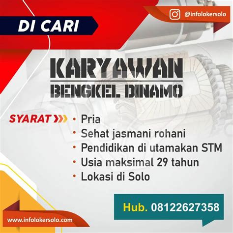 Lowongan Kerja Oktober 2022 Team Bengkel Dinamo Di Solo INFO LOKER SOLO