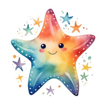 Linda Ilustración De Estrella De Mar Acuarela Ai Generativa PNG