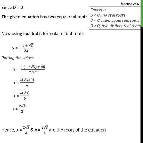 Find Nature Of Roots Of Quadratic Equation X X And