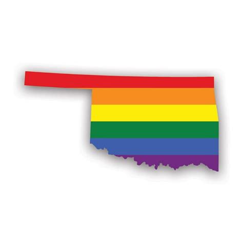 Oklahoma State Shaped Gay Pride Rainbow Flag Sticker Decal Self