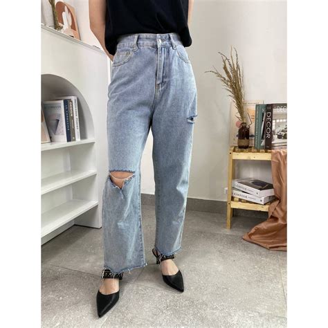 Jual Yeonin Id Celana Jeans Wanita Ripped Jeans Sobek Korean