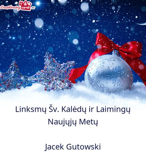 Kalėdų ir Laimingų Naujųjų Metų Jacek Gutowski Darmowe kartki