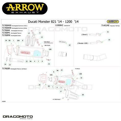 Ducati Monster Pot Chappement Arrow Race Tech Carbone