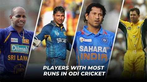 Most Runs in ODI: #1 Sachin Tendulkar, #2 Kumar Sangakkara, #3 Ricky ...