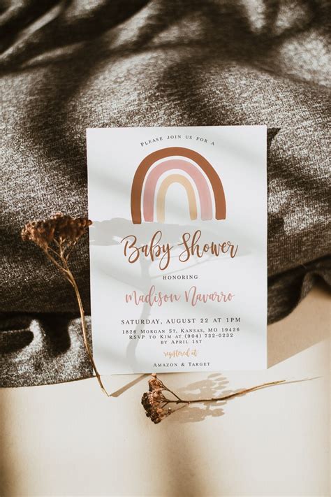 Boho Rainbow Invitation Template Free