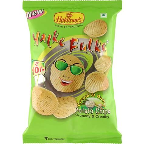 Haldiram S Halke Fulke Potato Chips Cream Onion G Pouch