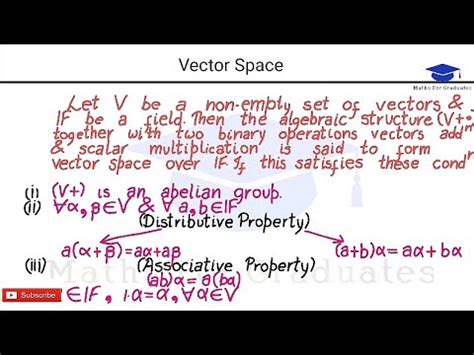 1 Vector Space Linear Algebra Maths For Graduates YouTube