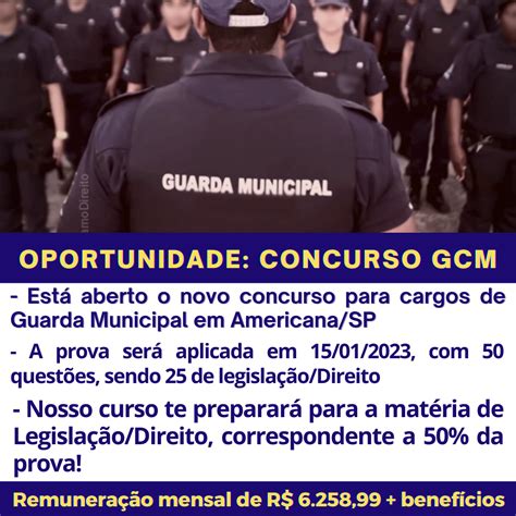 Curso Preparat Rio Para O Concurso Da Guarda Municipal Americana Sp