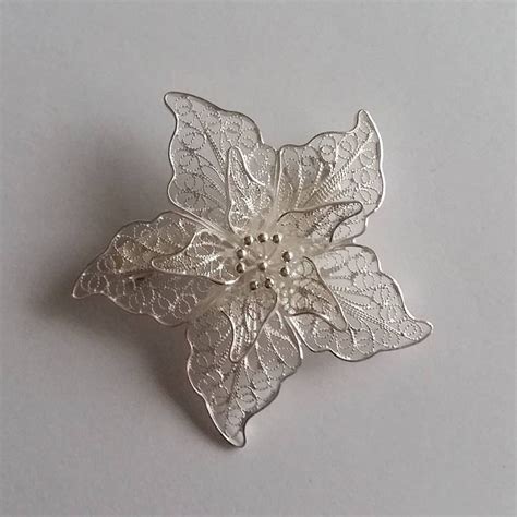 Flower Brooch Flor De Amor Light Sterling Silver Brooch Etsy