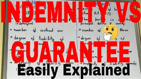 Indemnity And Guarantee Difference Between Indemnity And Guarantee