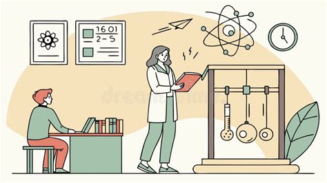 Teacher and Student Conducting Science Experiment in Lab, Vector Design ...