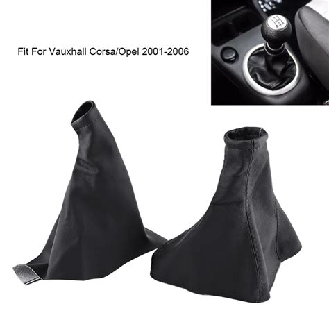 2pcs Car Gear Shift Stick Gaiter Boot Pu Leather Dust Cover For