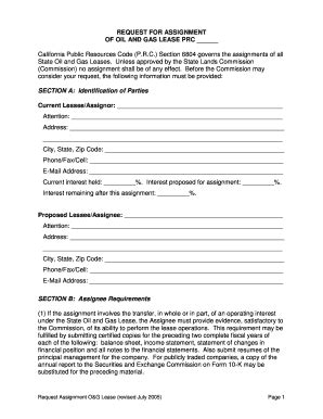 Fillable Online Slc Ca Assignment Form For Oil And Gas Lease State