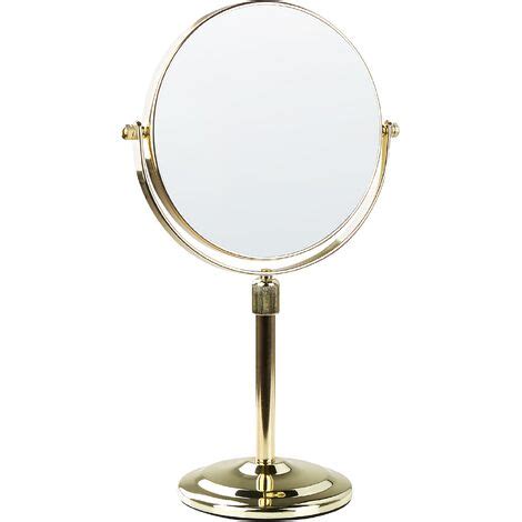 Miroir de Maquillage Double Face Verre Grossissant ø 20 cm Métal Doré