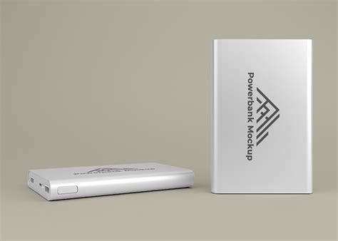 Premium Psd Rounded Silver Powerbank Device Mockup