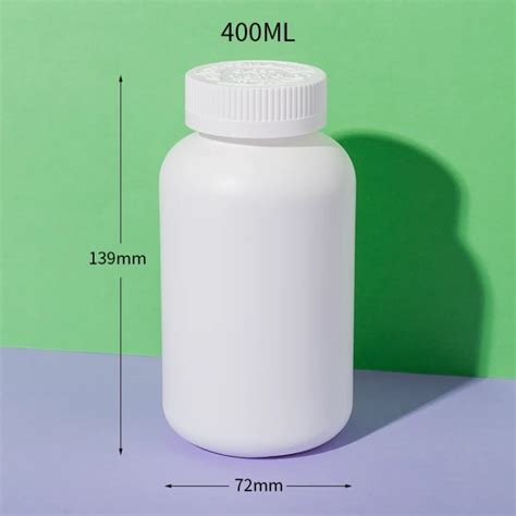 White HDPE Plastic 400cc Blank Supplement Bottle UKPACK