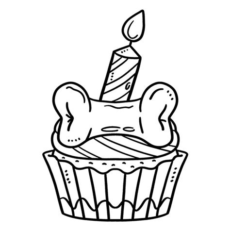 Premium Vector Birthday Cupcake With A Candle Isolated Coloring