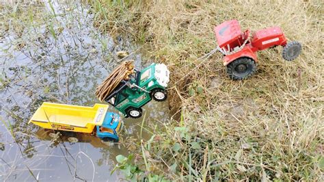 Mini Car Accident River Pulling Out Swaraj Tractor Mud Tractor Jcb