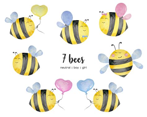 Watercolor Bee Clipart Cute Watercolor Honey Bees Beehive Honeycomb