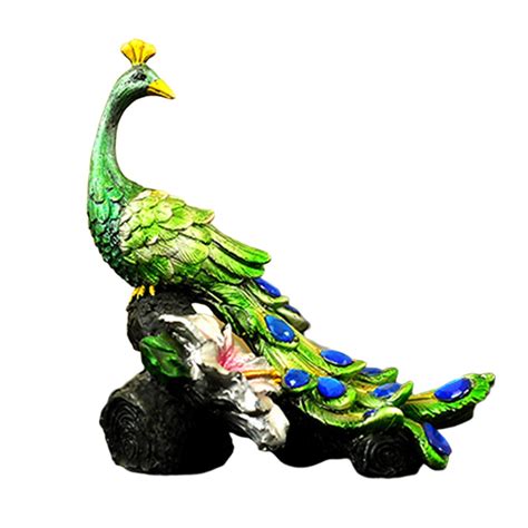 Peacock Figurine Peacock Stand On Stump Style Statue For Bedroom