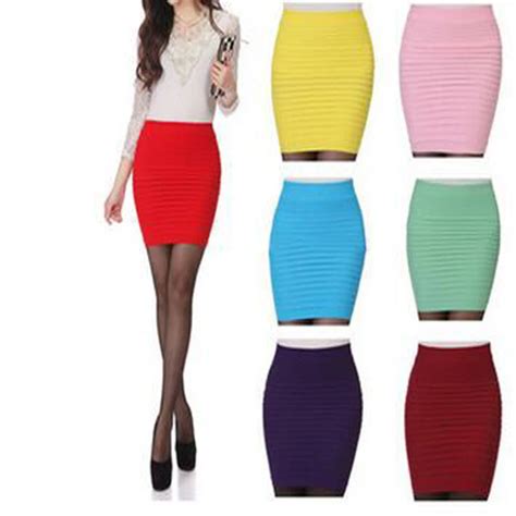 2017 Fashion Women Skirts Candy Color Ladies Elastic High Waist Summer