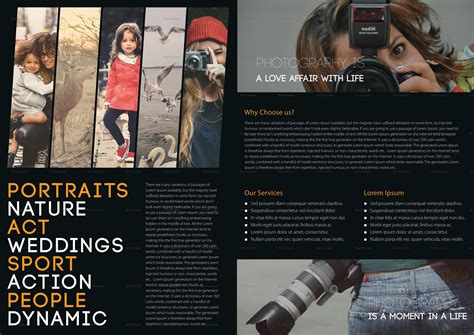 Photography A4 Bifold Brochure Design Template In Psd Word Publisher