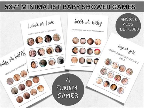 FUNNY Baby Shower GAMES Minimalist Game Bundle Baby Shower - Etsy