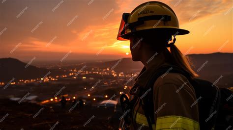 Premium AI Image | Female firefighter in protective uniform standing ...