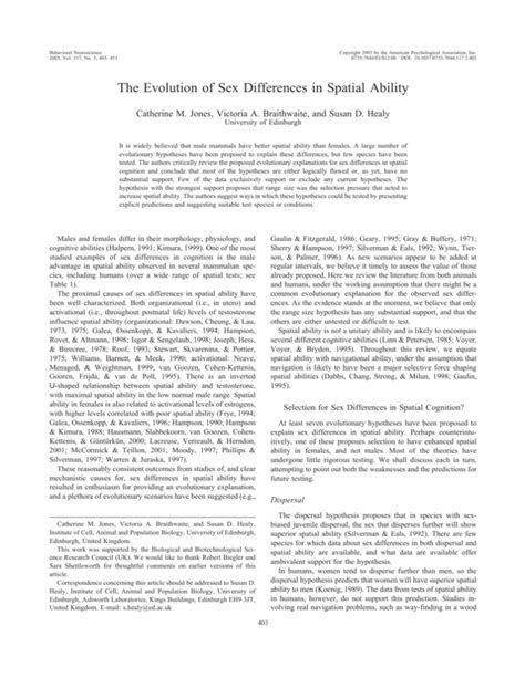 The Evolution Of Sex Differences In Spatial Ability