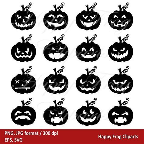 Halloween Pumpkin Silhouettes HFC 040 Pumpkin Faces, Pumpkin Svg, Jack ...