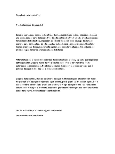 Ejemplo De Carta Explicativa Pdf