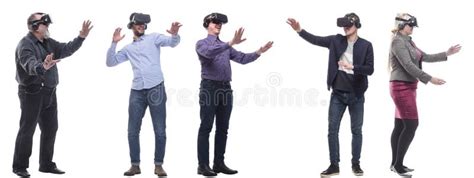 Grupo De Personas Con Gafas D Manos Aisladas En Blanco Foto De Archivo