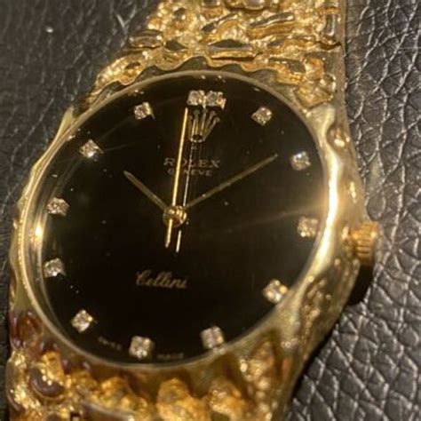 Rolex Cellini Gold With Diamonds And Massive Gold Nugget Band With