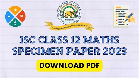 Isc Maths Specimen Paper Cisce Class Maths Sample Paper