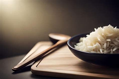 Premium AI Image | a bowl of rice and chopsticks on a table with ...