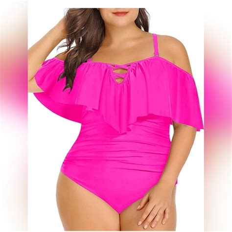 Daci Swim Nwt Women Plus Size One Piece Tummy Control Ruffle Off