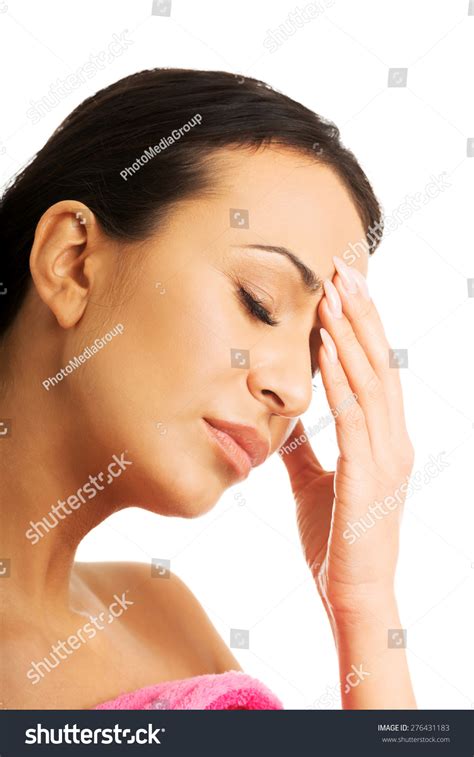 Portrait Stressed Nude Woman Eyes Closed Stock Photo Shutterstock