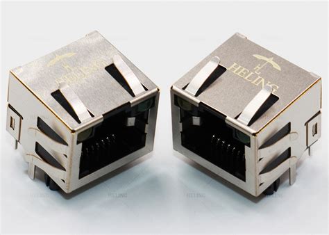 Shielded Modular Female Single Port Rj45 Connector With Emi Tab And Led