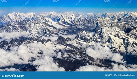 Himalaya Everest Mountain Range Panorama Stock Photo Image Of