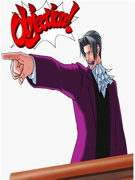 "Miles Edgeworth Objection" Sticker for Sale by MEai | Redbubble