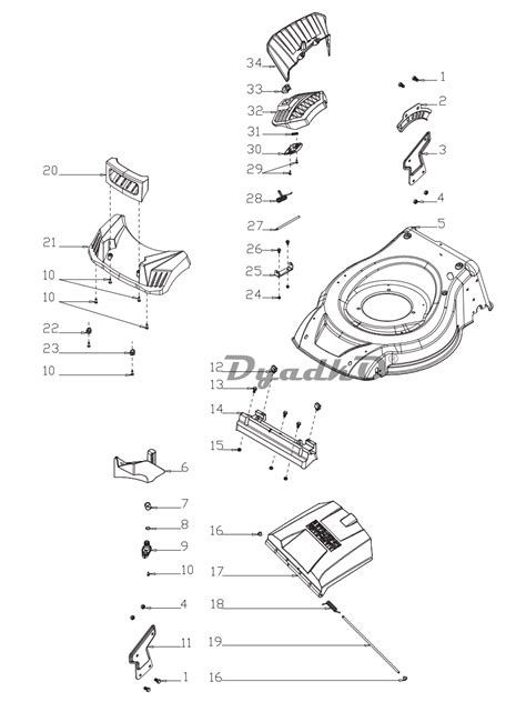 Схема (деталировка) газонокосилки бензиновые CARVER LMG-3653DMS Корпус ...