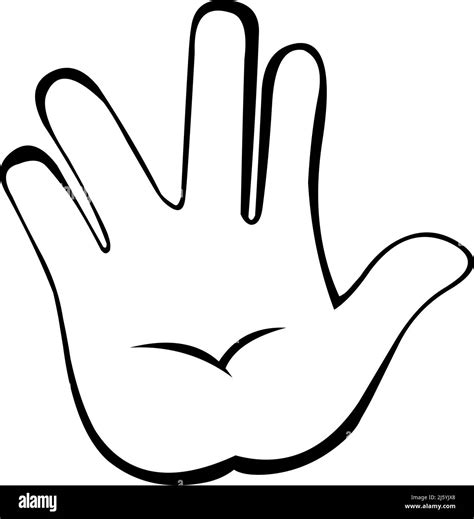 Vector Illustration Of A Hand Doing The Vulcan Salute Drawn In Black