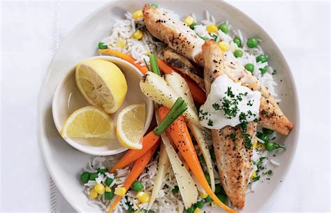 Grilled Fish And Vege Rice Healthy Food Guide