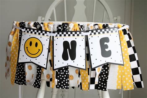 One Happy Dude High Chair Fabric Garland Smiley Face Birthday High