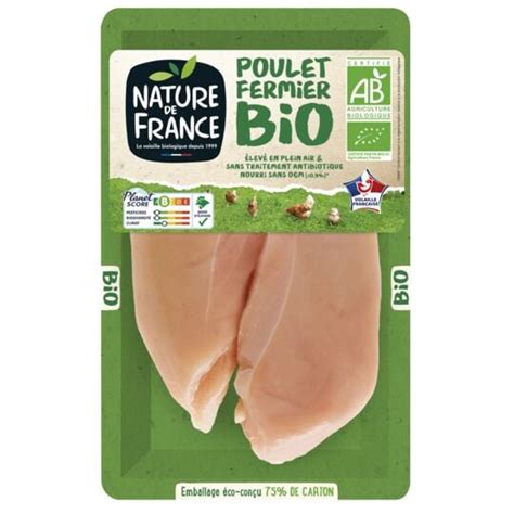 Filets De Poulet Fermier Bio Jaune Nature De France La Barquette De